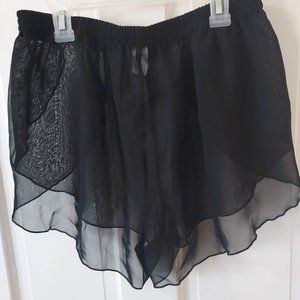 Tropical Heat Sheer Swimsuit Cover Shorts sz L Black